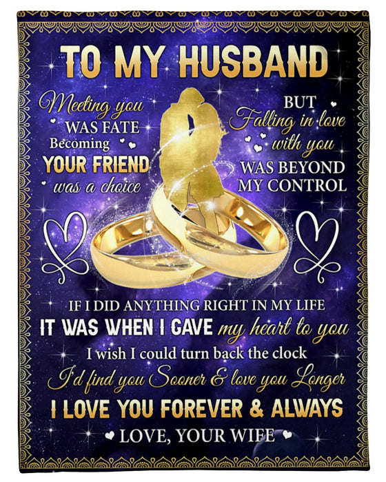 Personalized Blanket To My Husband From Wife Love You Forever And Always Couple And Ring Printed Custom Name