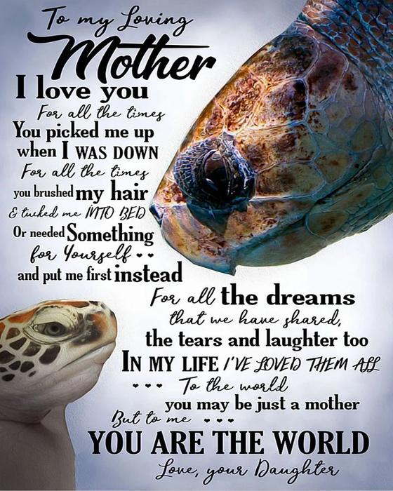 Personalized To My Loving Mom From Daughter I Love You For All The You Picked Turtle White Premium Blanket Custom Name