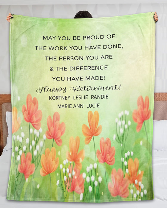 Personalized Retirement Blanket For Coworker Floral Proud Of The Person You Are Custom Name Gifts For Men Women