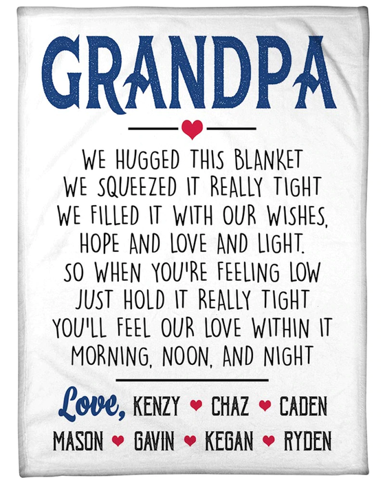 Personalized Blanket To My Grandpa From Grandkid We Filled It With Our Wishes Father's Day Blanket Custom Name