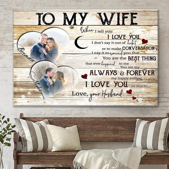 Personalized To My Wife Canvas Wall Art From Husband Vintage You Are My Always Custom Name Photo Canvas Poster Gifts