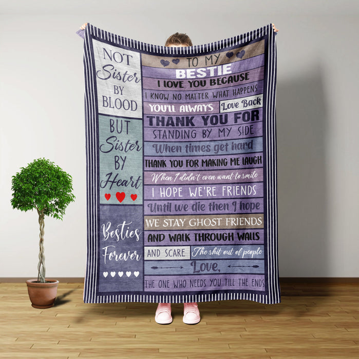 Personalized To My Bestie Sister Blanket From Bff Friend Vintage Purple Theme Sister By Heart Custom Name Xmas Gifts