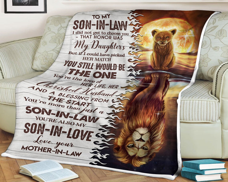 Personalized To My Son-In-Law Blanket From Mother-In-Law You'Re Also My Son-In-Love Old Lion & Baby Lion Printed