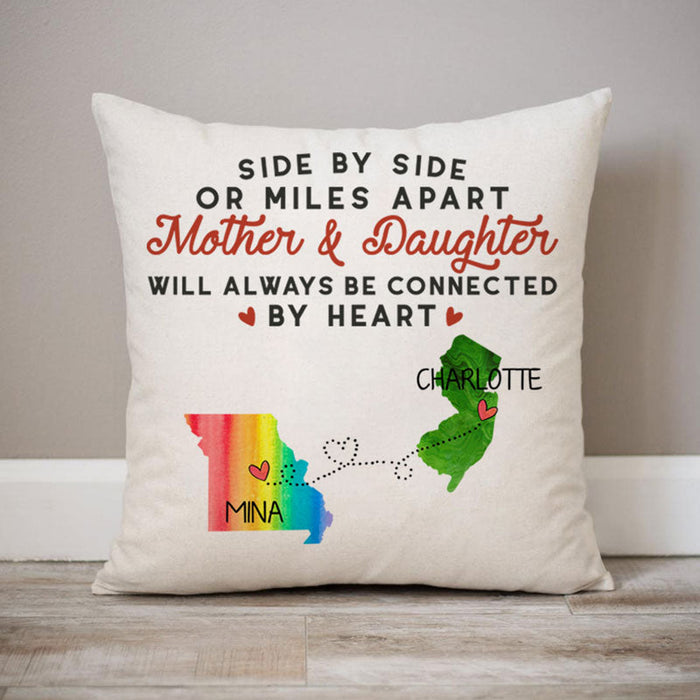 Personalized Square Pillow For Mother From Daughter Will Be Connected By Heart Custom Name Sofa Cushion Christmas Gifts