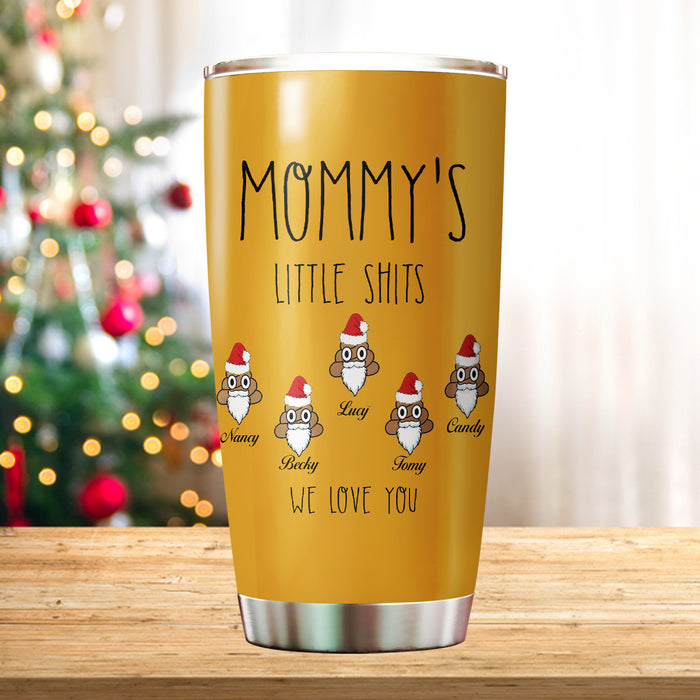 Personalized Tumbler To Mommy Little Shits Red Caps Cute Gifts Ideas For Mom Custom Name Travel Cup For Christmas
