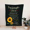 Personalized To My Goddaughter Blanket From Godmother Sunflower Follow Your Dreams Custom Name Christmas Gifts