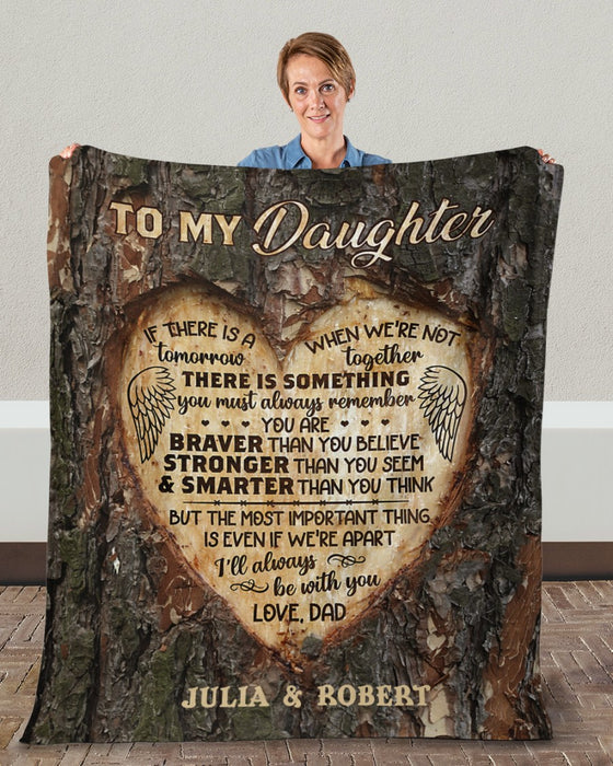 Personalized Blanket To My Daughter From Dad Meaningful Message Engraved On The Tree Angel Wings Printed Custom Name