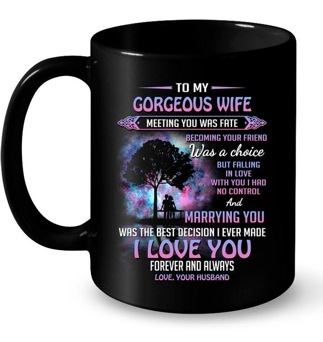 Personalized Coffee Mug For Wife From Husband Marrying You Was The Decision Custom Name Black Cup Gifts For Christmas