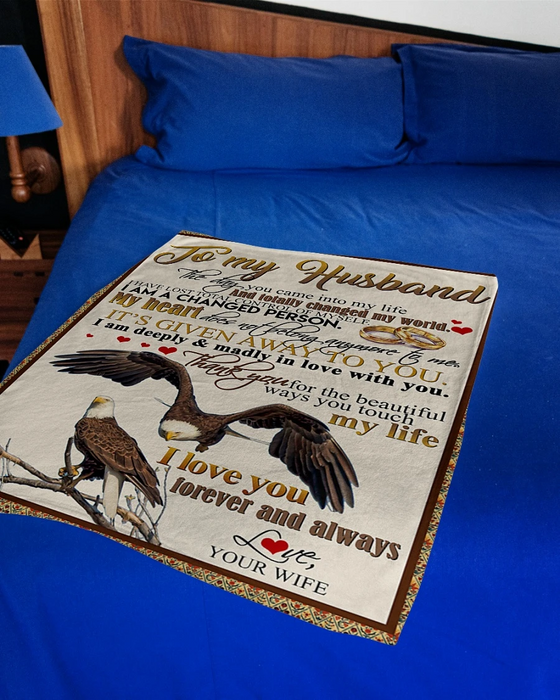 Personalized To My Husband Fleece Blanket From Wife With Design Eagles And Ring Couple Given Away To You Custom Names