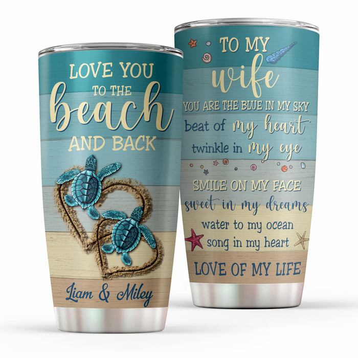 Personalized To My Wife Tumbler From Husband You're The Blue In My Sky Sea Turtle Custom Name Travel Cup Christmas Gifts