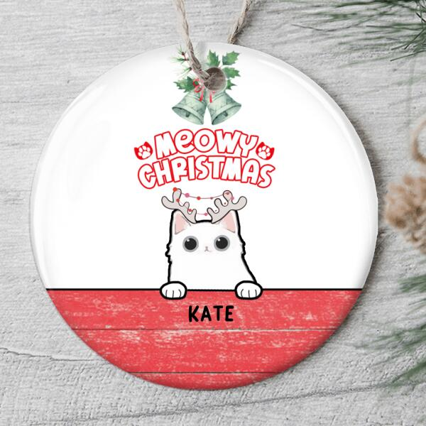 Personalized Ornament For Cat Lover Meowy Xmas Bell Holly Funny Designed Custom Name Tree Hanging Gifts For Christmas
