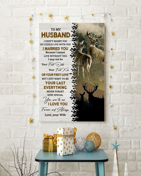 Personalized To My Husband Canvas Wall Art From Wife Hunting Deer Couple Vintage Romantic Saying Custom Name Poster