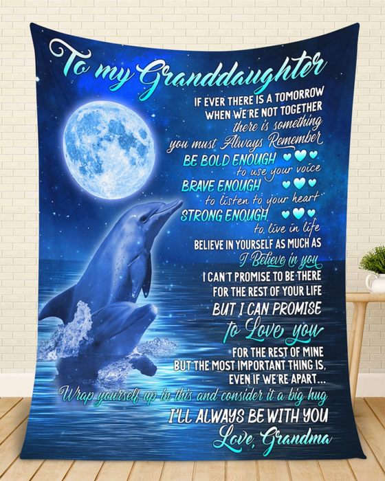 Personalized To My Granddaughter Blanket From Grandma Believe In Yourself As Much As I Believe In You Print Cute Dolphin