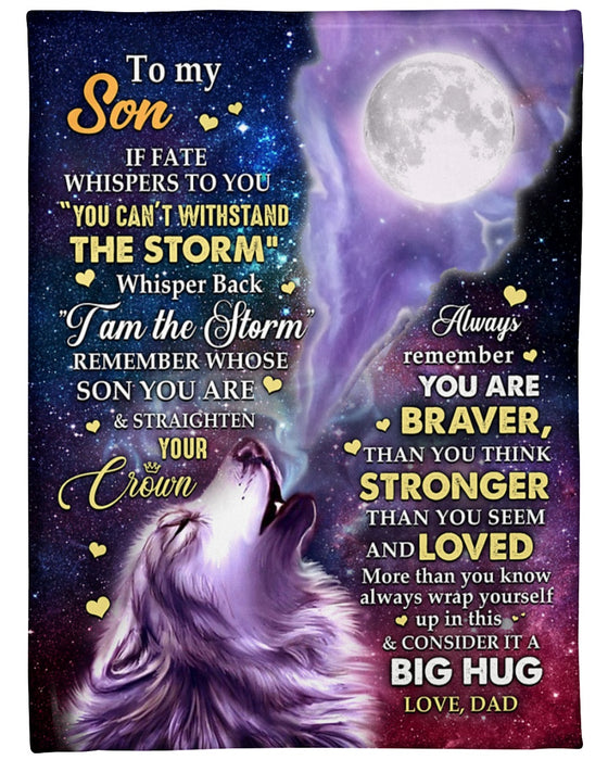 Personalized To My Son Blanket From Mom Dad Custom Name Howling Wolf If Fate Whispers To You Gifts For Birthday