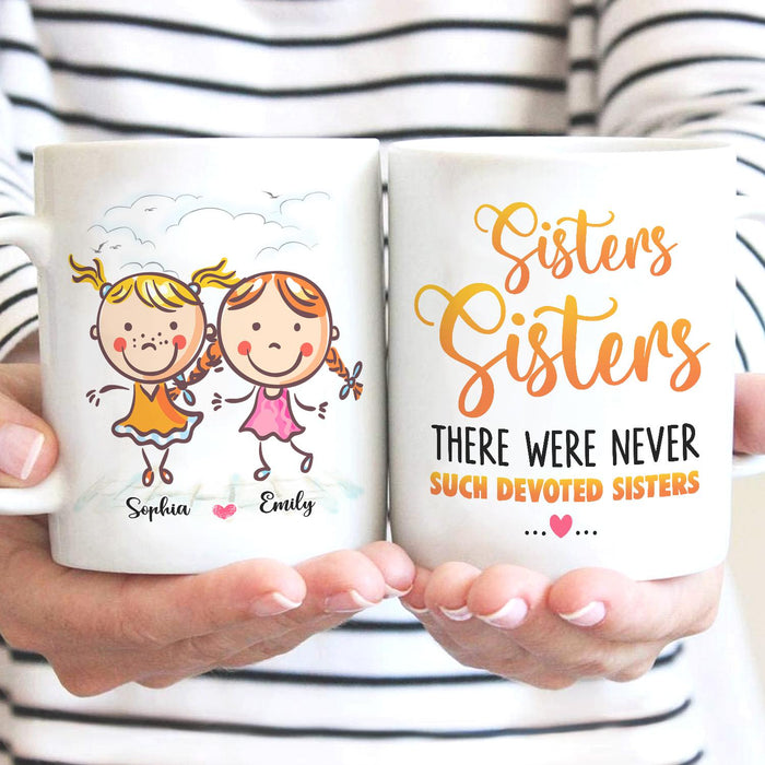Personalized Ceramic Coffee Mug For Bestie Sisters Sisters Funny Cute Girls Print Custom Name 11 15oz Cup