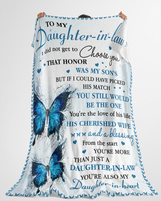 Personalized Blanket To My Daughter-in-law From Mom Butterfly Printed With Butterfly Frame Design Custom Name