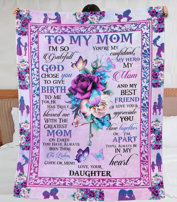 Personalized Blanket To My Mom From Daughter Close Together Butterfly Ideas Mom And Baby Print Custom Name