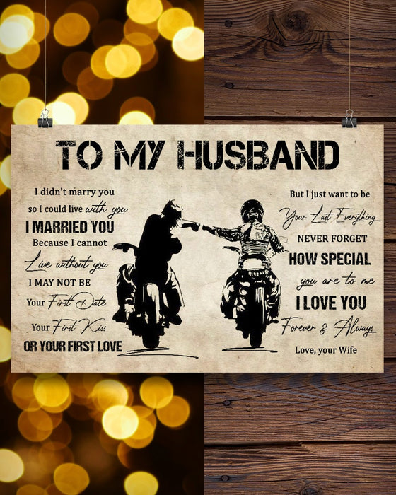 Personalized To My Husband Canvas Wall Art From Wife Motorcycle Lovers Couple I Love You Custom Name Poster Prints