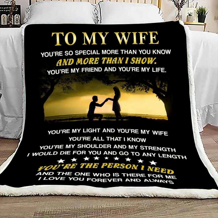 Personalized Lovely Blanket To My Wife You'Re The Person I Need Propose On The Sunset Blanket Custom Name