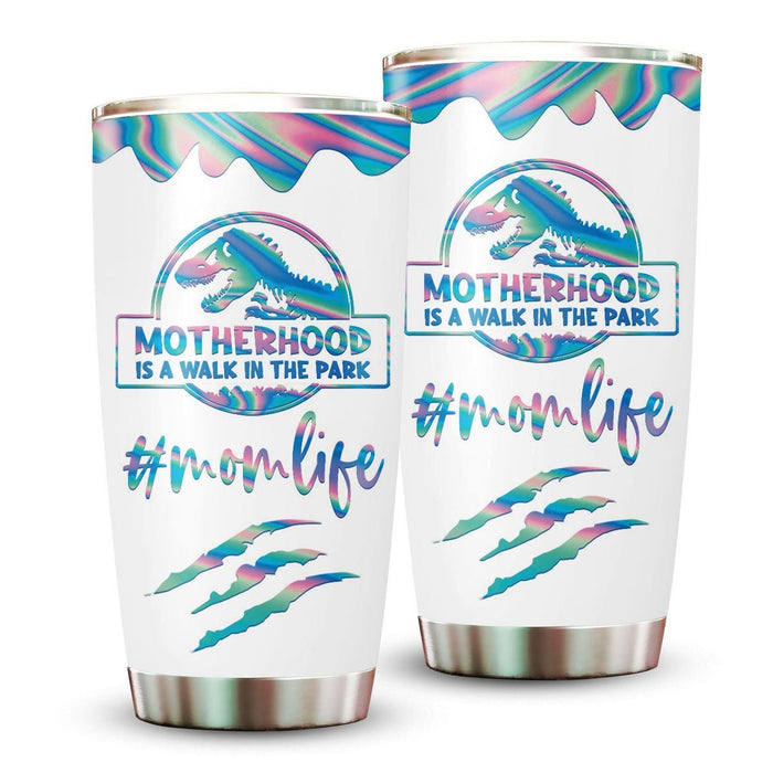 Personalized Tumbler To Mommy Dinosaur Motherhood Is A Walk In Park Gifts For Mom Custom Name Travel Cup For Birthday