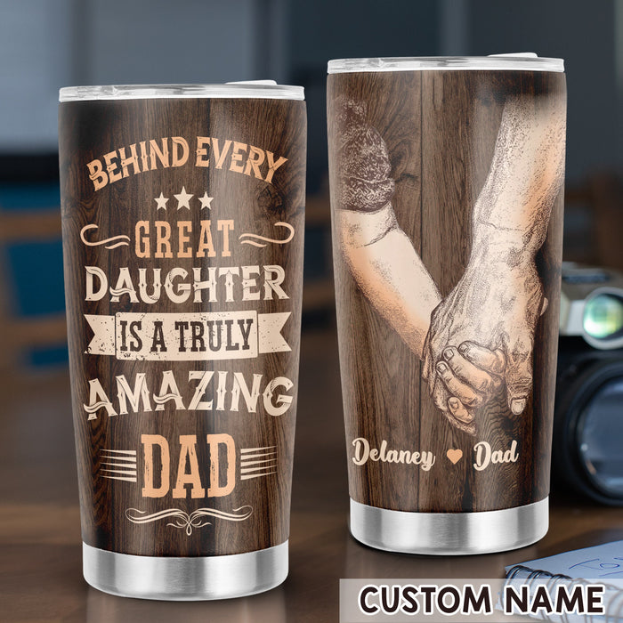 Personalized To My Daddy Tumbler From Daughter Vintage Hand In Hand Custom Name 20oz Travel Cup Gifts For Birthday