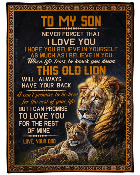 Personalized To My Son Blanket From Mom Dad Custom Name Old Lion & Baby Believe In Yourself Gifts For Birthday