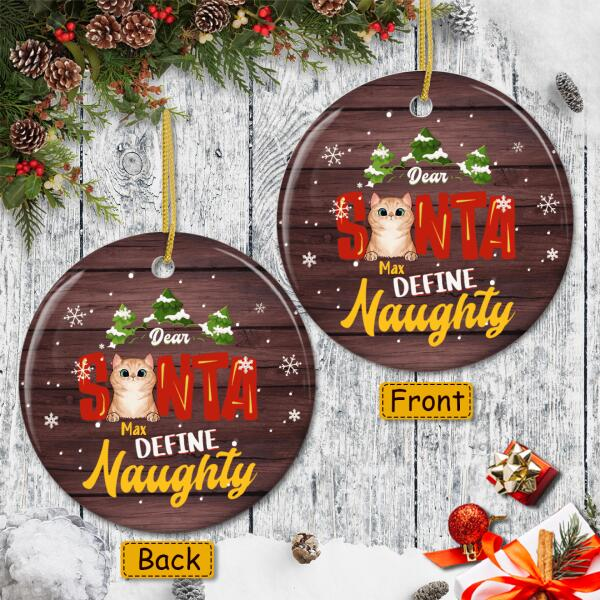 Personalized Ornament For Cat Lovers Wooden Santa Define Naughty Snowflakes Custom Name Tree Hanging Gifts For Christmas