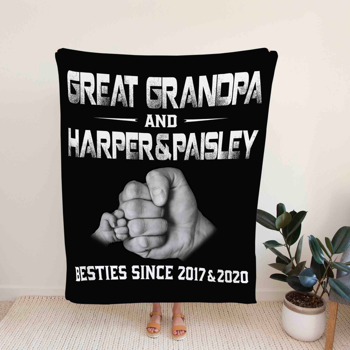 Personalized Blanket Gifts For Grandfather From Grandchild Great Papa Fist Bump Besties Since Custom Name For Christmas