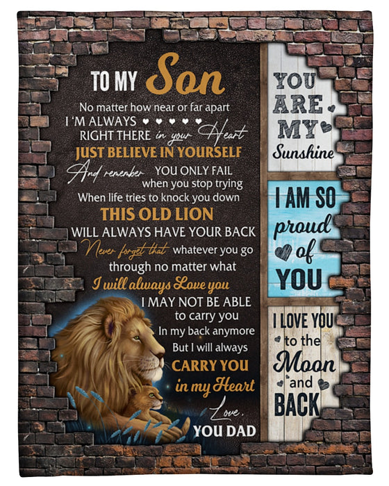 Personalized To My Son Blanket From Mom Dad Custom Name Lion Brick Always Right There In Your Heart Gifts For Birthday