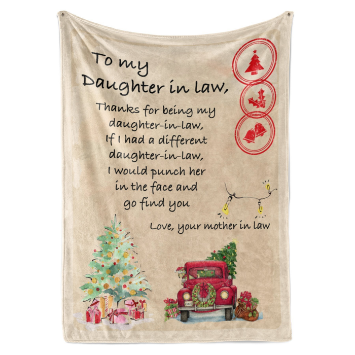Personalized To My Daughter In Law Blanket Go Find You Vintage Red Truck Custom Name Gifts For Christmas Xmas