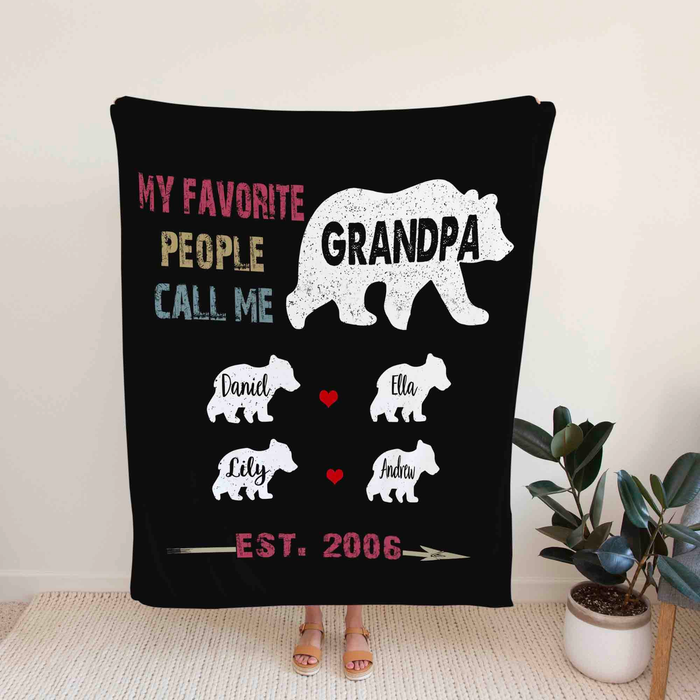 Personalized Blanket Gifts For Grandfather From Grandchild My Favorite People Call Me Bear Custom Name For Christmas