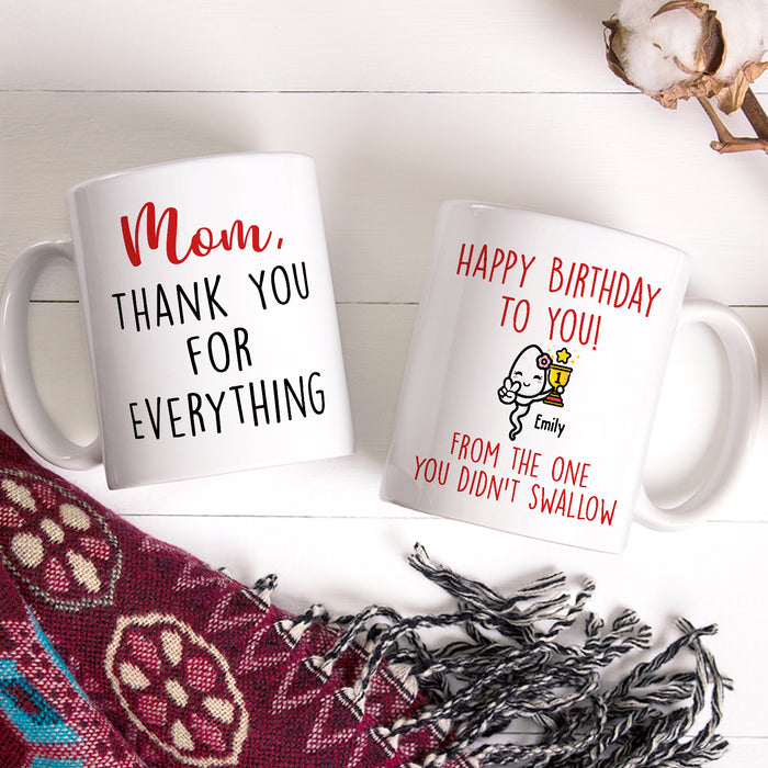 Personalized Ceramic Coffee Mug Happy Birthday To My Mom Funny Naughty Sperm Custom Name 11 15oz Mother's Day Cup