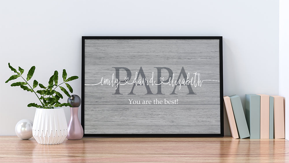 Personalized Canvas Custom Name Kids Gifts For Papa Fathers Day Poster for Grandpa