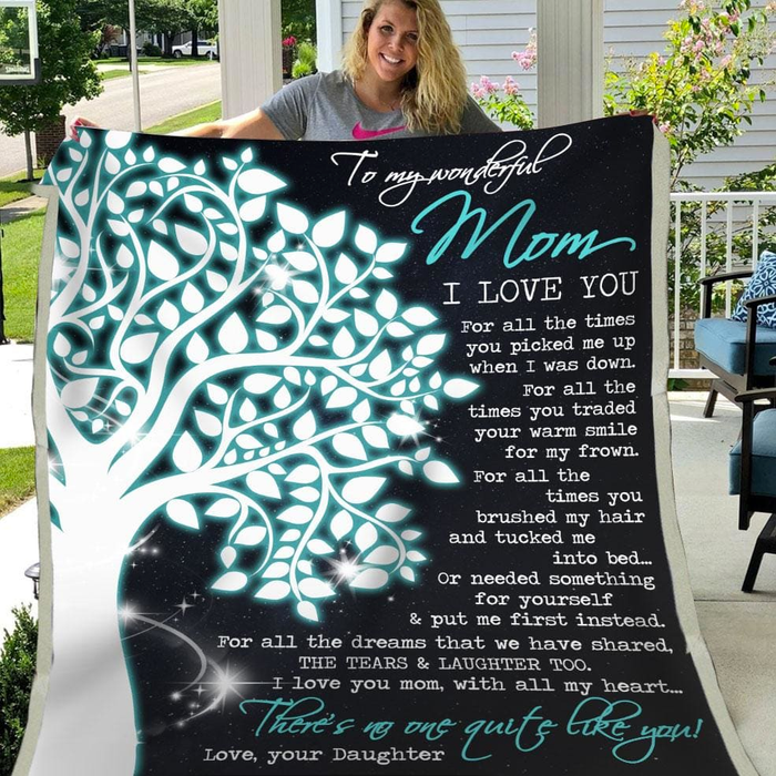 Personalized Fleece Blanket To My Wonderful Mom I Love You With All My Heart Light Tree Printed Custom Name Blankets