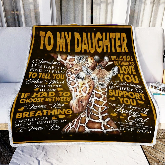 Personalized Premium Blanket To My Daughter Funny Giraffe Hugged Fleece Blankets Custom Name