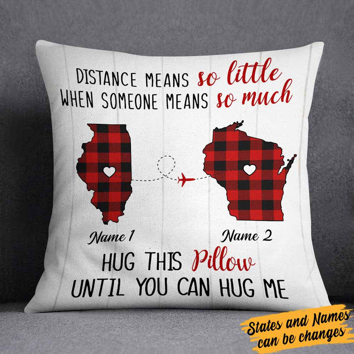 Personalized Square Pillow For Family Friend Distance Means So Little Plaid Custom Name Sofa Cushion Birthday Gifts