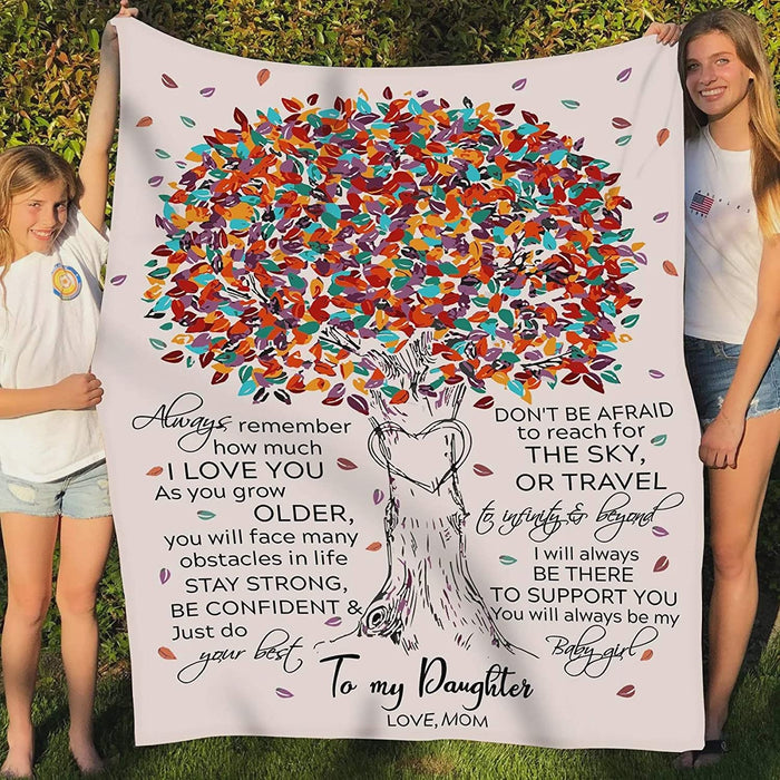Personalized To My Daughter Blanket From Mom Always Remember How Much I Love You Colorful Tree Printed