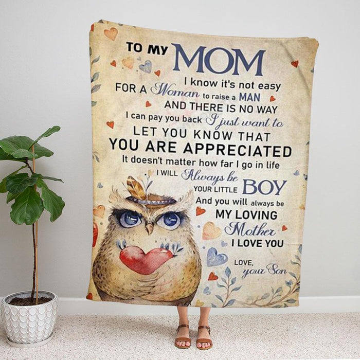 Personalized Fleece Blanket For Mom From Son Message For Mom Customized Blanket Gifts For Birthday Christmas Thanksgiving Mother's Day