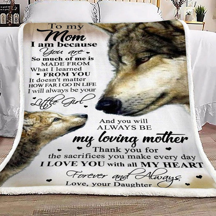 Personalized Fleece Blanket For Mom Print Art Wolf Family Customized Blanket Gifts For Birthday Christmas Thanksgiving Perfect Gifts For Mother's Day