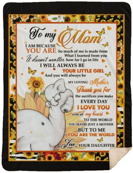 Personalized Fleece Blanket For Mom Print Family Elephant  Customized Blanket Gifts For Birthday Christmas Thanksgiving Mother’s Day