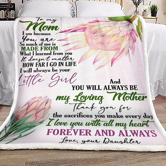 Personalized To My Mom Blanket From Daughter I Love You With All My Heart Flower Printed Fleece Blanket