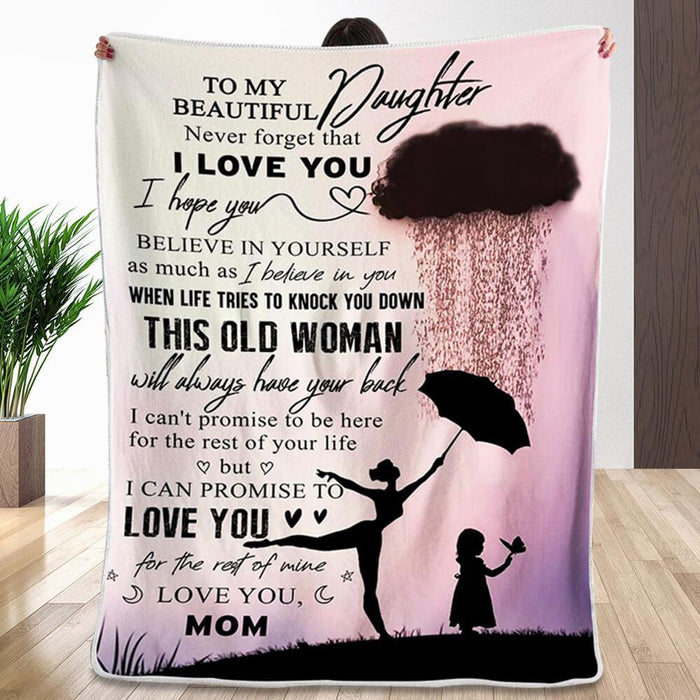Personalized To My Daughter Blanket, Mom To Daughter Believe In Yourself Fleece  Sherpa Blanket For Daughter From Mom On Mother's Day, Birthday, Anniversary, Picnic Blanket Sofa Blanket