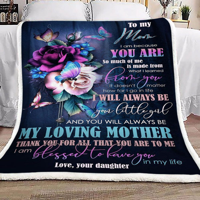 Personalized Fleece Blanket For Mom Butterfly Flower Customized Blanket Gifts For Birthday Christmas Thanksgiving Perfect Gifts For Mother's Day