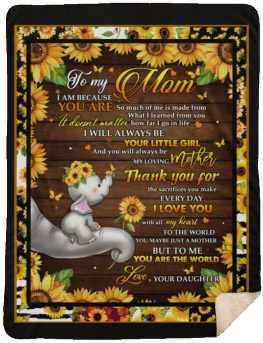 Personalized Fleece Blanket For Mom From Daughter Print Elephant Family Customized Blanket Gifts For Birthday Christmas Thanksgiving Mother’s Day