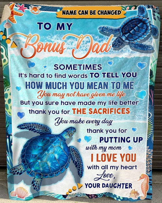 Personalized To My Stepdad Blanket From Son Daughter Sea Turtle Starfish You Make Everyday Custom Name Christmas Gifts