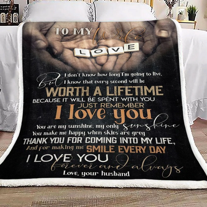 Personalized Sweet Blanket To My Wife Love Thank You For Coming Into My Life Hand In Hand Custom Name Valentine Blankets