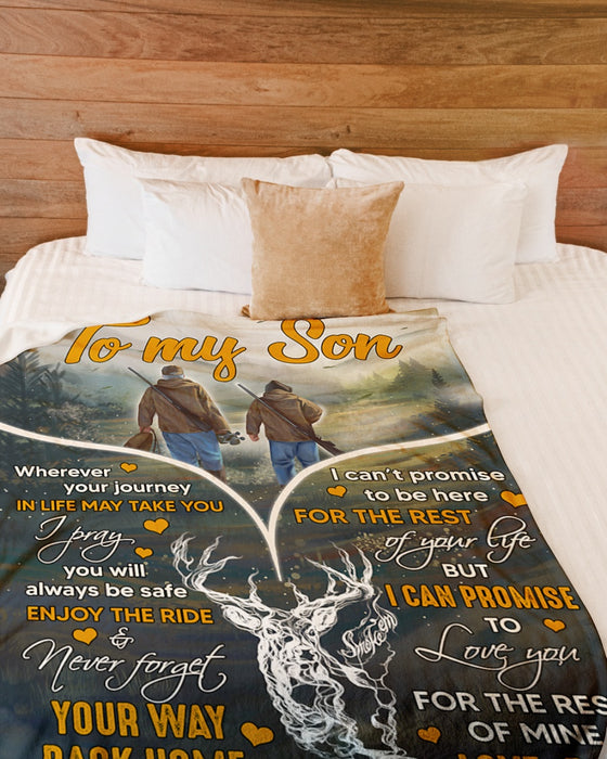 Personalized To My Son Blanket From Mom Dad Custom Name Wherever Your Journey In Life Hunting Lover Gifts For Birthday