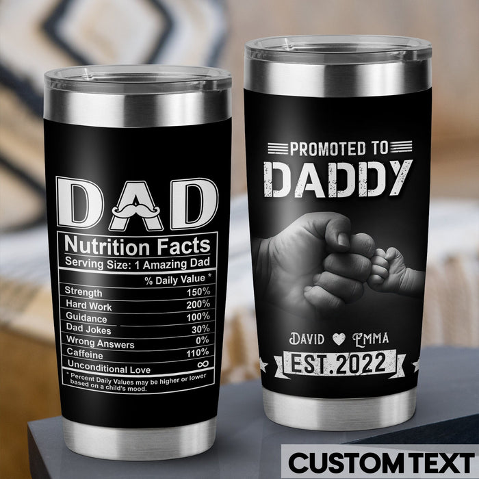 Personalized Tumbler For New Dad From Son Daughter Fist Bump Nutrition Custom Name Travel Cup Gifts For Birthday