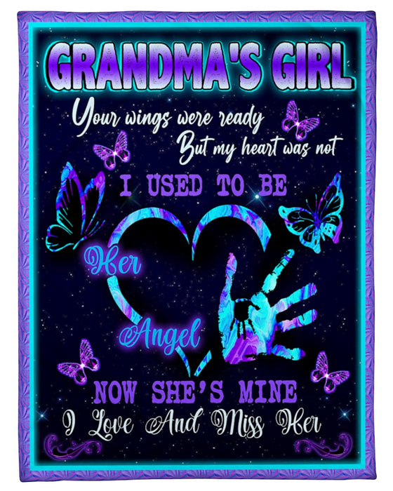 Personalized Memorial Blanket For Loss Of Grandma I Used To Be Her Angel Heart Butterflies Custom Name Sympathy Gifts