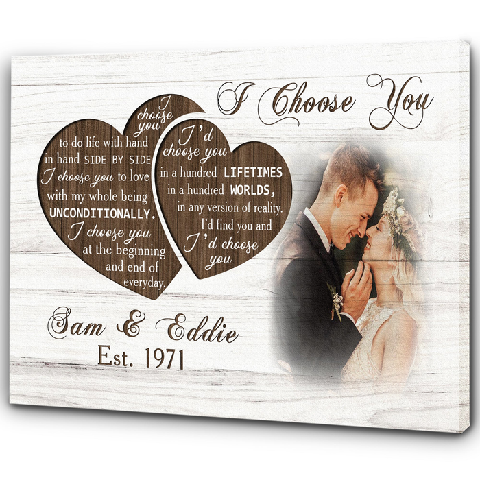 Personalized Canvas Wall Art For Couples I Choose You To Do Life With Hand Custom Name & Photo Poster Prints Gifts